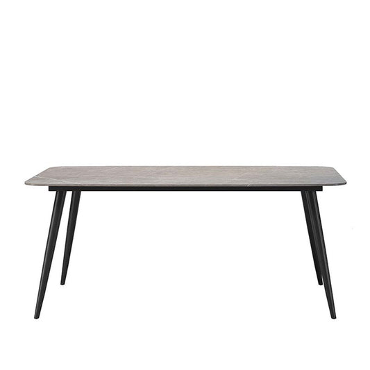 Industrial Rectangle Dining Site Table Stone Top Metal Dining Table in Grey Without Chairs