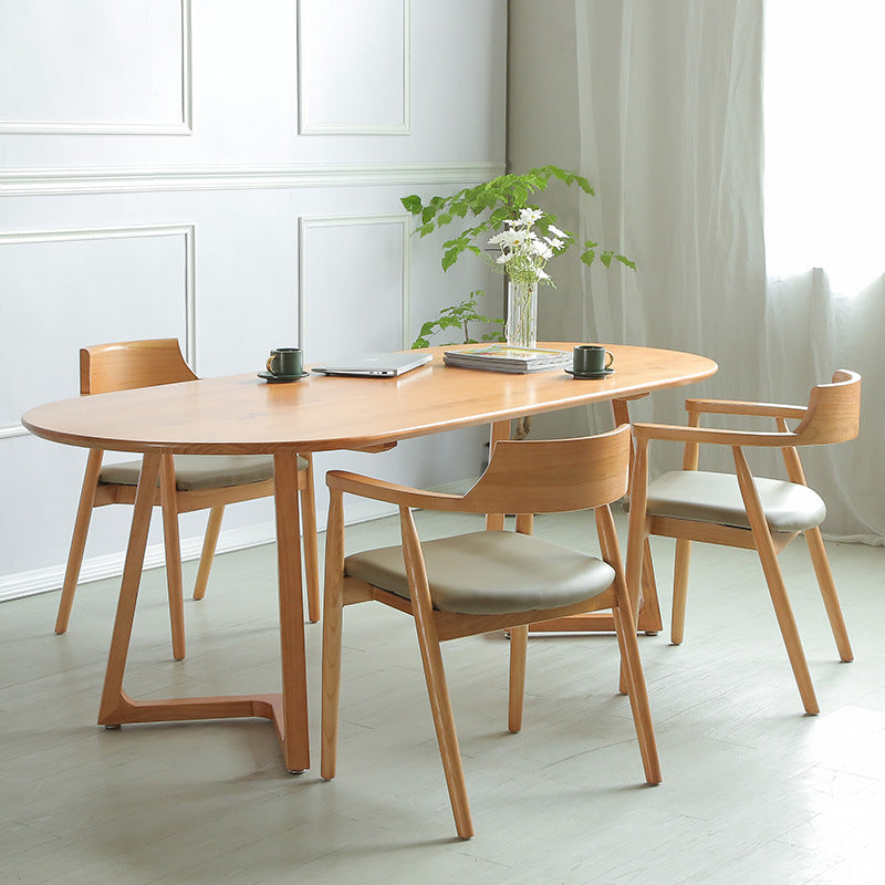 Simplicity Oval Top Restaurant Table Solid Wood Dining Table for Dining Room