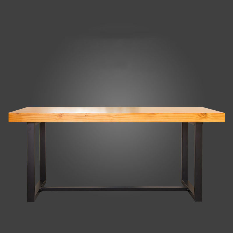 Table à manger industrielle avec trestle base de table à manger naturelle et noire avec dessus en bois