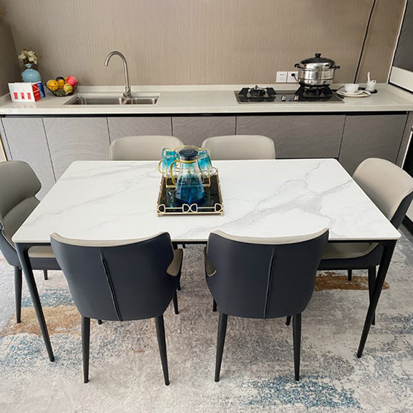 Table à manger rectangle Table à manger moderne en pierre blanche pour la maison