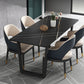 Rectangle Black Base Dining Table Modern Stone Double Pedestal Table Clearhalo 'Dining Tables & Seating' 'Dining Tables' 'dining_table' 'furn' 'furn_dining_table' 'Furniture' 'Kitchen & Dining Furniture' 5681755