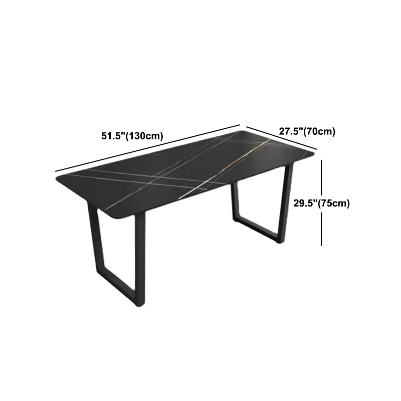 Rectangle Black Base Dining Table Modern Stone Double Pedestal Table Clearhalo 'Dining Tables & Seating' 'Dining Tables' 'dining_table' 'furn' 'furn_dining_table' 'Furniture' 'Kitchen & Dining Furniture' 5681762