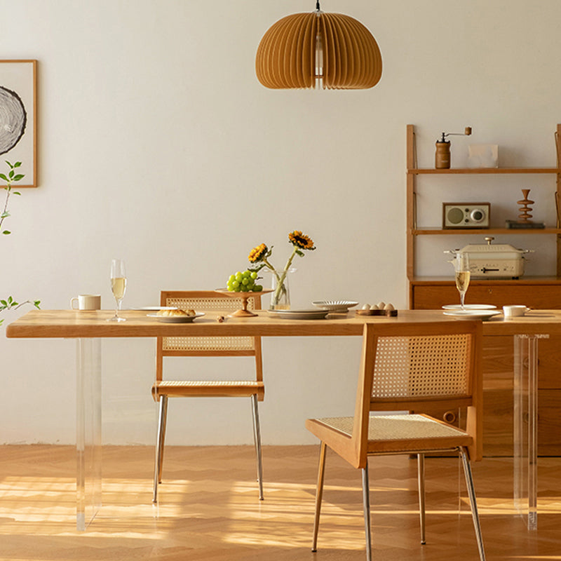 Pine Solid Wood Dining Site Table Modern Acrylic Double Pedestal Table