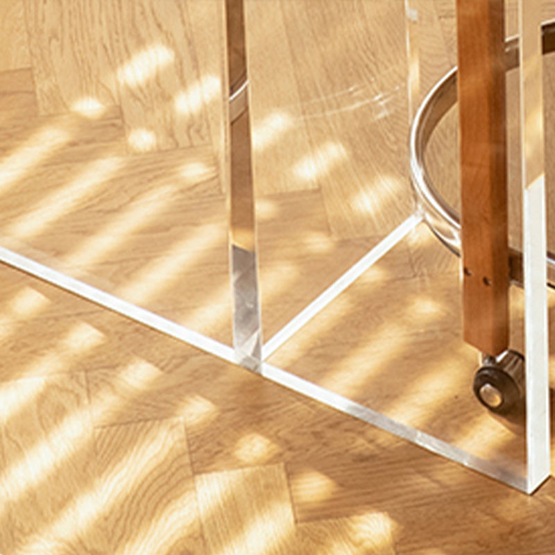 Pine Solid Wood Dining Site Table Modern Acrylic Double Pedestal Table