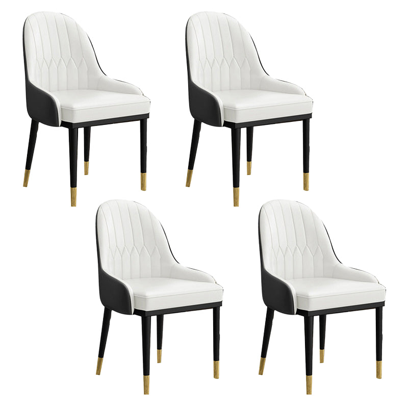 スカンジナビアのフェイクレザーダイニングチェアソリッドバックアームサイドチェア