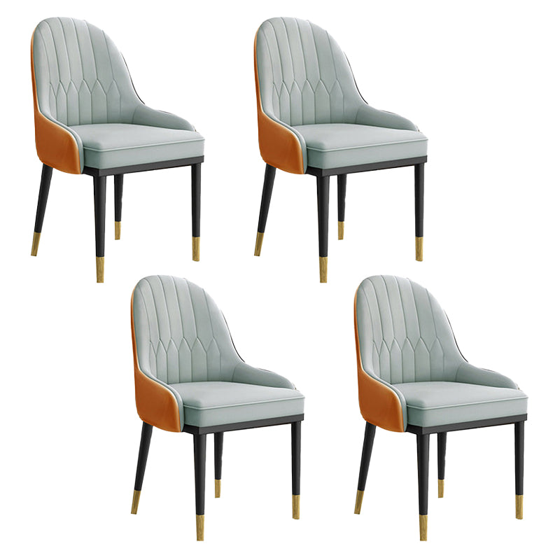 スカンジナビアのフェイクレザーダイニングチェアソリッドバックアームサイドチェア