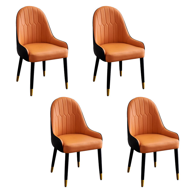 スカンジナビアのフェイクレザーダイニングチェアソリッドバックアームサイドチェア