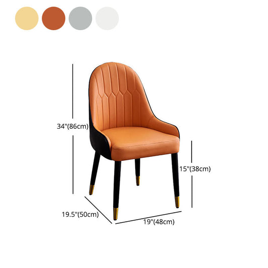 Scandinavian Faux Leather Dining Chairs Solid Back Arm Side Chair