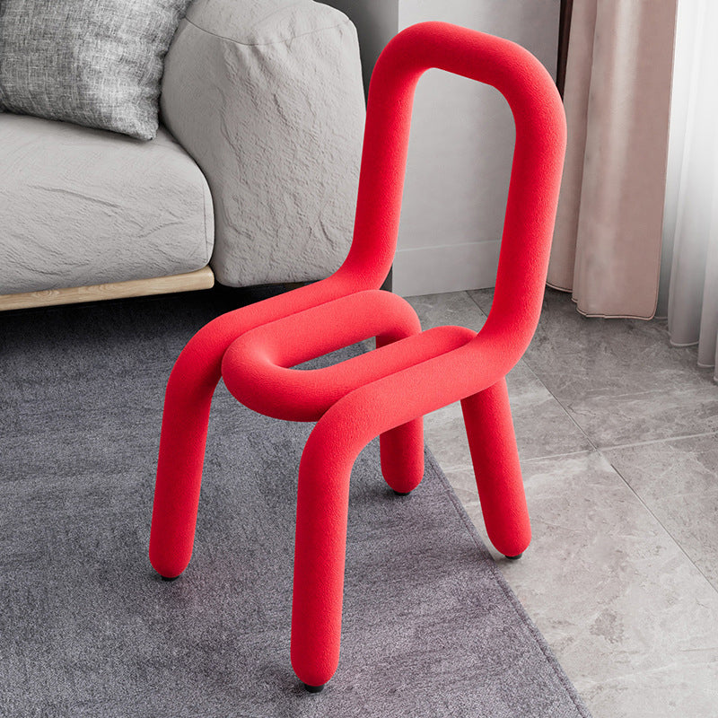 デザイナースタイルベルベットカーブドチェアオープンバックマット仕上げダイニングチェア