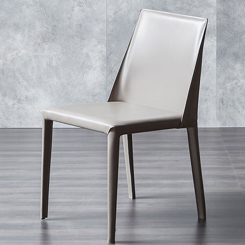 Designer Style Solid Back Chair Home Leather Matte Finish Dining Chair Clearhalo 'Dining Chairs' 'Dining Tables & Seating' 'dining_chair' 'furn' 'furn_dining_chair' 'Furniture' 'Kitchen & Dining Furniture' 5681906