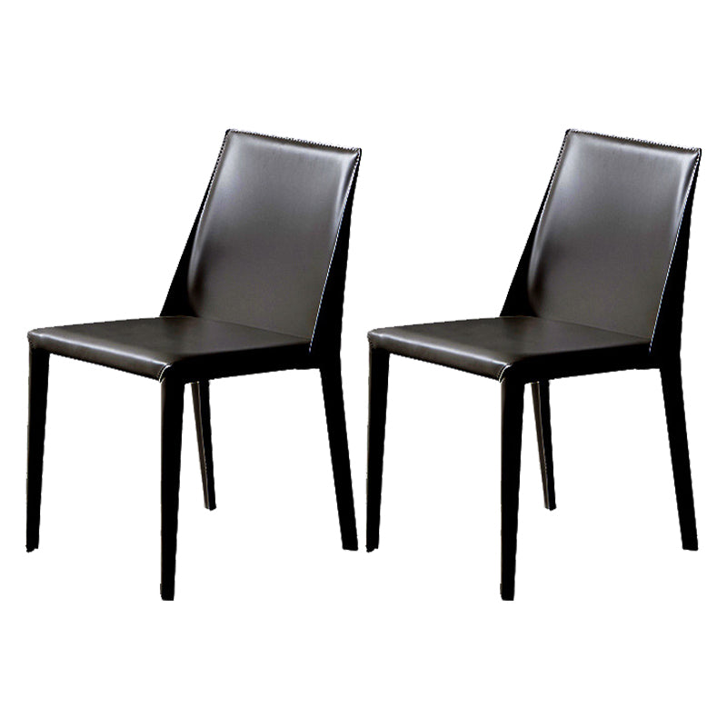 Designer Style Solid Back Chair Home Leather Matte Finish Dining Chair Black 2 Piece Set Clearhalo 'Dining Chairs' 'Dining Tables & Seating' 'dining_chair' 'furn' 'furn_dining_chair' 'Furniture' 'Kitchen & Dining Furniture' 5681907