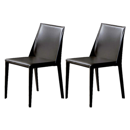 Designer Style Solid Back Chair Home Leather Matte Finish Dining Chair Black 2 Piece Set Clearhalo 'Dining Chairs' 'Dining Tables & Seating' 'dining_chair' 'furn' 'furn_dining_chair' 'Furniture' 'Kitchen & Dining Furniture' 5681907