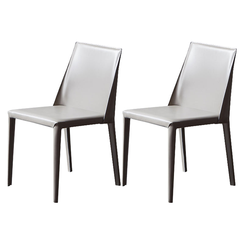 Designer Style Solid Back Chair Home Leather Matte Finish Dining Chair Grey 2 Piece Set Clearhalo 'Dining Chairs' 'Dining Tables & Seating' 'dining_chair' 'furn' 'furn_dining_chair' 'Furniture' 'Kitchen & Dining Furniture' 5681908