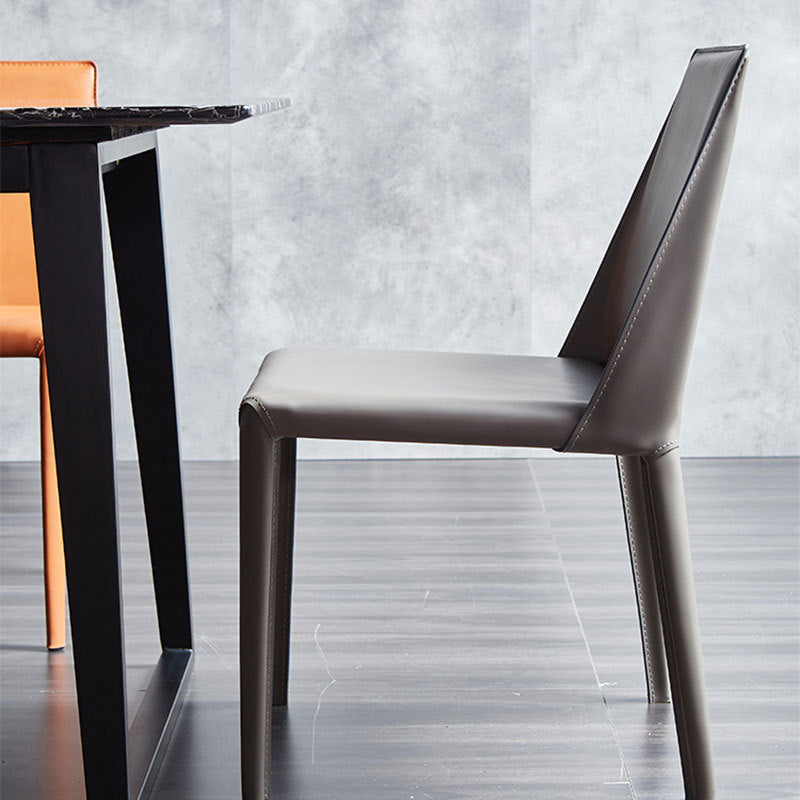 Designer Style Solid Back Chair Home Leather Matte Finish Dining Chair Clearhalo 'Dining Chairs' 'Dining Tables & Seating' 'dining_chair' 'furn' 'furn_dining_chair' 'Furniture' 'Kitchen & Dining Furniture' 5681909