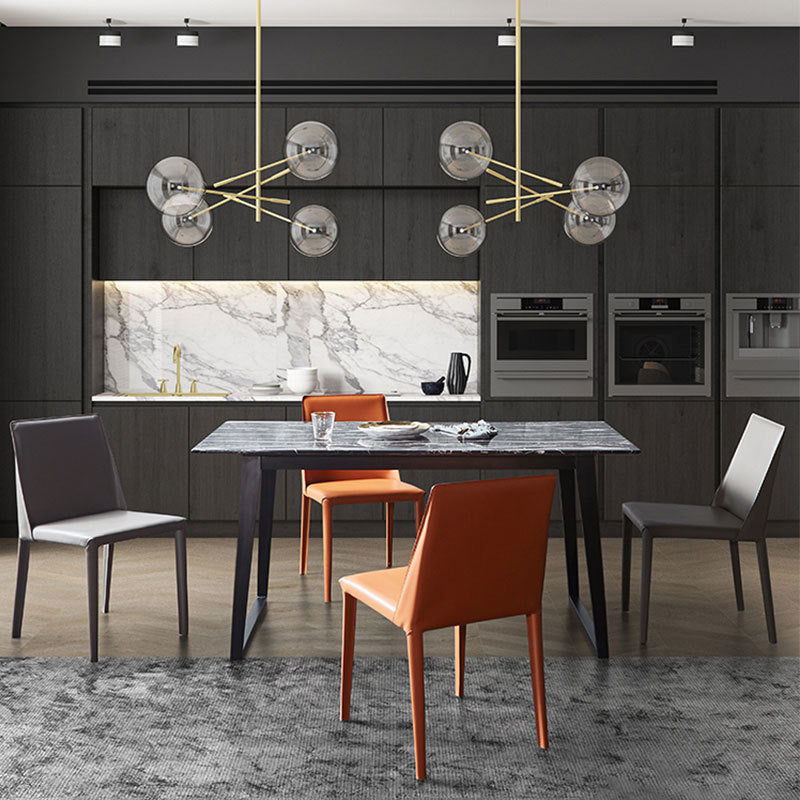 Designer Style Solid Back Chair Home Leather Matte Finish Dining Chair Clearhalo 'Dining Chairs' 'Dining Tables & Seating' 'dining_chair' 'furn' 'furn_dining_chair' 'Furniture' 'Kitchen & Dining Furniture' 5681911