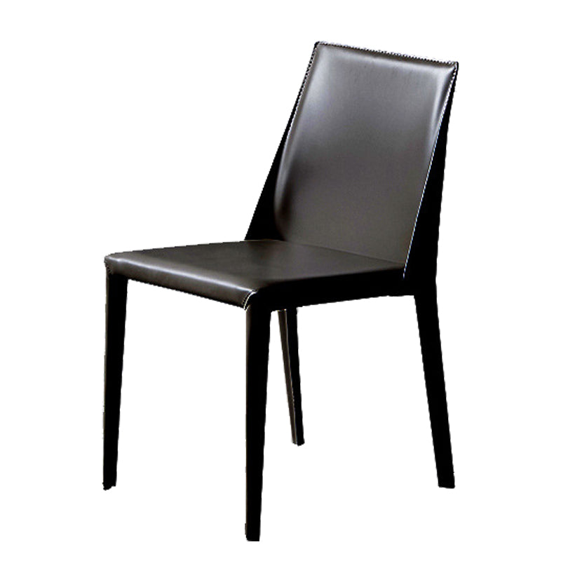 Designer Style Solid Back Chair Home Leather Matte Finish Dining Chair Clearhalo 'Dining Chairs' 'Dining Tables & Seating' 'dining_chair' 'furn' 'furn_dining_chair' 'Furniture' 'Kitchen & Dining Furniture' 5681913