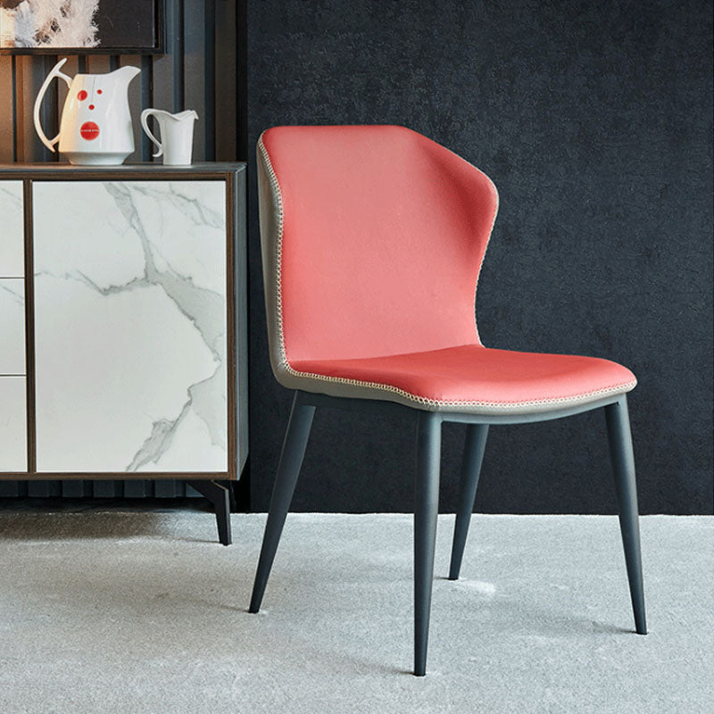 工業デザインウィングバックアームレスチェアフェイクレザーダイニングチェア