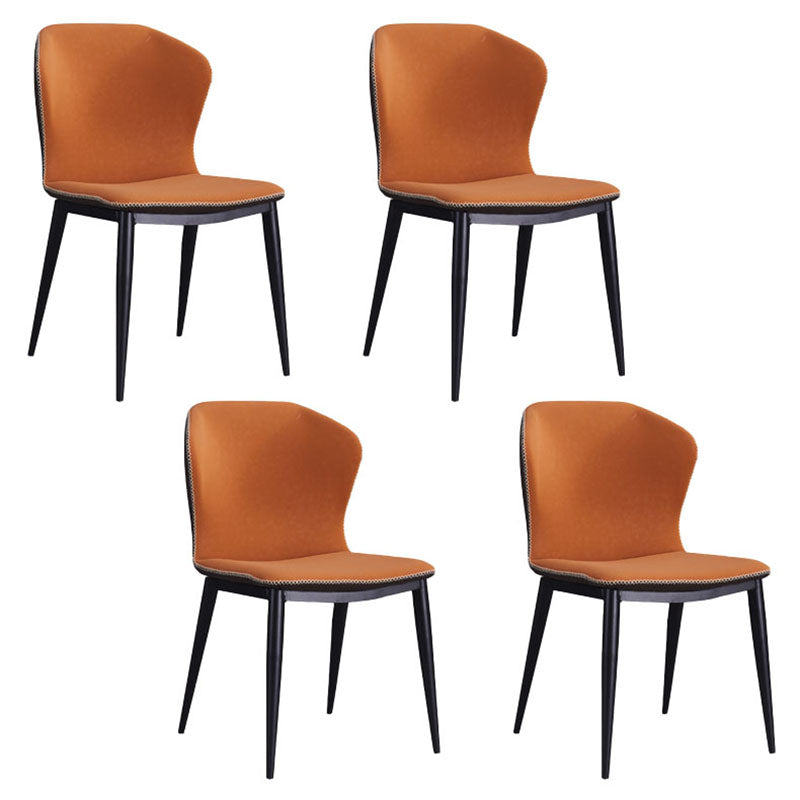 工業デザインウィングバックアームレスチェアフェイクレザーダイニングチェア