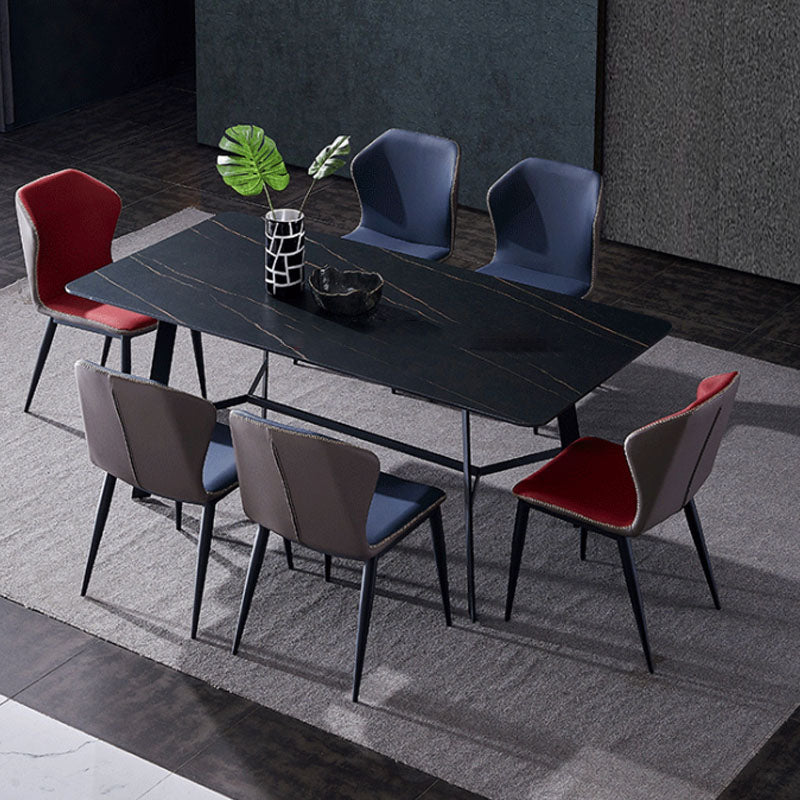 工業デザインウィングバックアームレスチェアフェイクレザーダイニングチェア