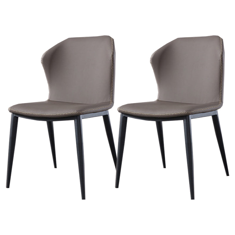 Industrial Design Wingback Armless Chairs Faux Leather Side Chair Grey 2 Piece Set Clearhalo 'Dining Chairs' 'Dining Tables & Seating' 'dining_chair' 'furn' 'furn_dining_chair' 'Furniture' 'Kitchen & Dining Furniture' 5681938