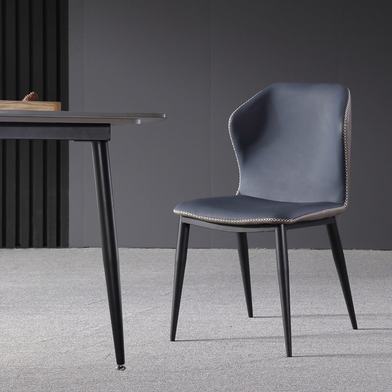 Industrial Design Wingback Armless Chairs Faux Leather Side Chair Clearhalo 'Dining Chairs' 'Dining Tables & Seating' 'dining_chair' 'furn' 'furn_dining_chair' 'Furniture' 'Kitchen & Dining Furniture' 5681939