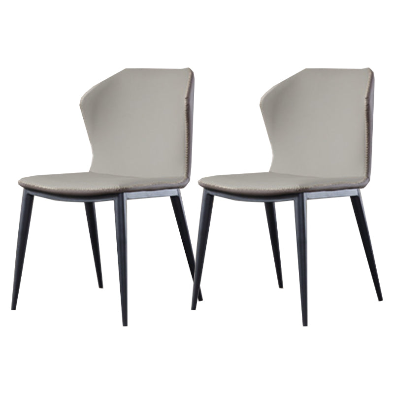 Industrial Design Wingback Armless Chairs Faux Leather Side Chair Light Gray 2 Piece Set Clearhalo 'Dining Chairs' 'Dining Tables & Seating' 'dining_chair' 'furn' 'furn_dining_chair' 'Furniture' 'Kitchen & Dining Furniture' 5681940