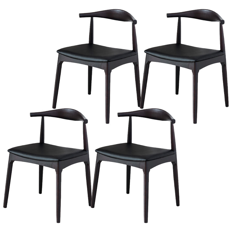 Modern Style Open Back Chair Dining Armless Side Chair with Wooden Legs Black 4 Piece Set Clearhalo 'Dining Chairs' 'Dining Tables & Seating' 'dining_chair' 'furn' 'furn_dining_chair' 'Furniture' 'Kitchen & Dining Furniture' 5681959