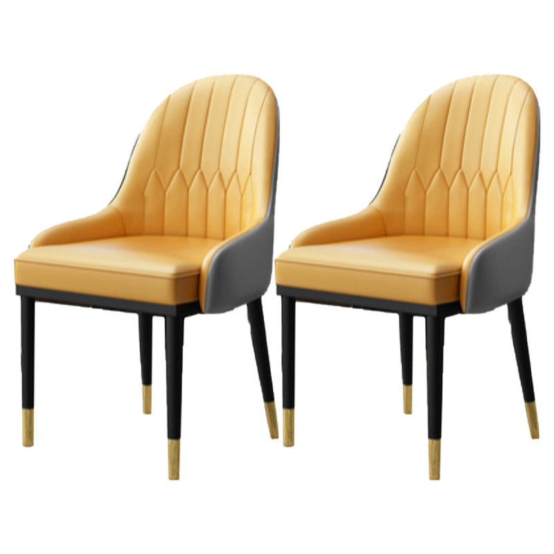 Leather Dining Side Chair Scandinavian Design Arm Solid Back Dining Side Chairs Yellow 2 Piece Set Clearhalo 'Dining Chairs' 'Dining Tables & Seating' 'dining_chair' 'furn' 'furn_dining_chair' 'Furniture' 'Kitchen & Dining Furniture' 5682028