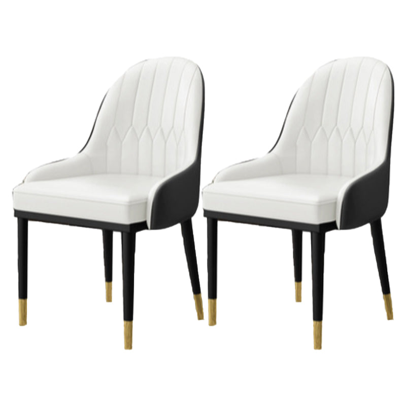 Leather Dining Side Chair Scandinavian Design Arm Solid Back Dining Side Chairs White 2 Piece Set Clearhalo 'Dining Chairs' 'Dining Tables & Seating' 'dining_chair' 'furn' 'furn_dining_chair' 'Furniture' 'Kitchen & Dining Furniture' 5682030