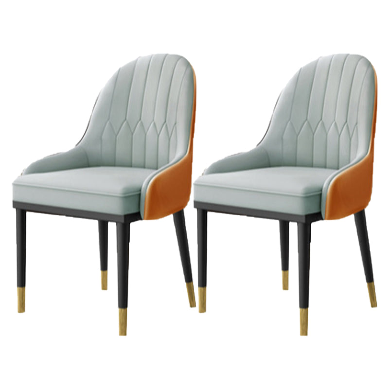 Leather Dining Side Chair Scandinavian Design Arm Solid Back Dining Side Chairs Gray-Orange 2 Piece Set Clearhalo 'Dining Chairs' 'Dining Tables & Seating' 'dining_chair' 'furn' 'furn_dining_chair' 'Furniture' 'Kitchen & Dining Furniture' 5682032