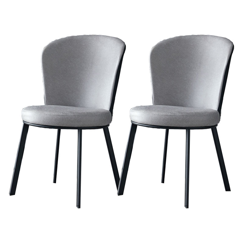 Industrial Faux Leather Dining Chairs Solid Back Armless Dining Chair