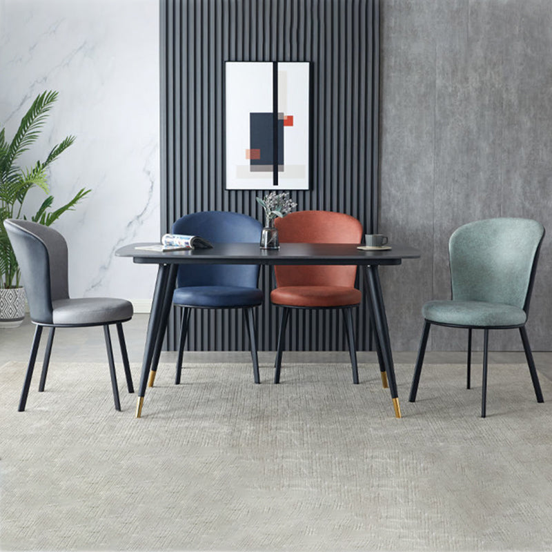 Industrial Faux Leather Dining Chairs Solid Back Armless Dining Chair