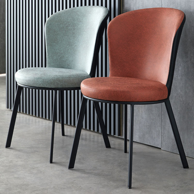 Industrial Faux Leather Dining Chairs Solid Back Armless Dining Chair