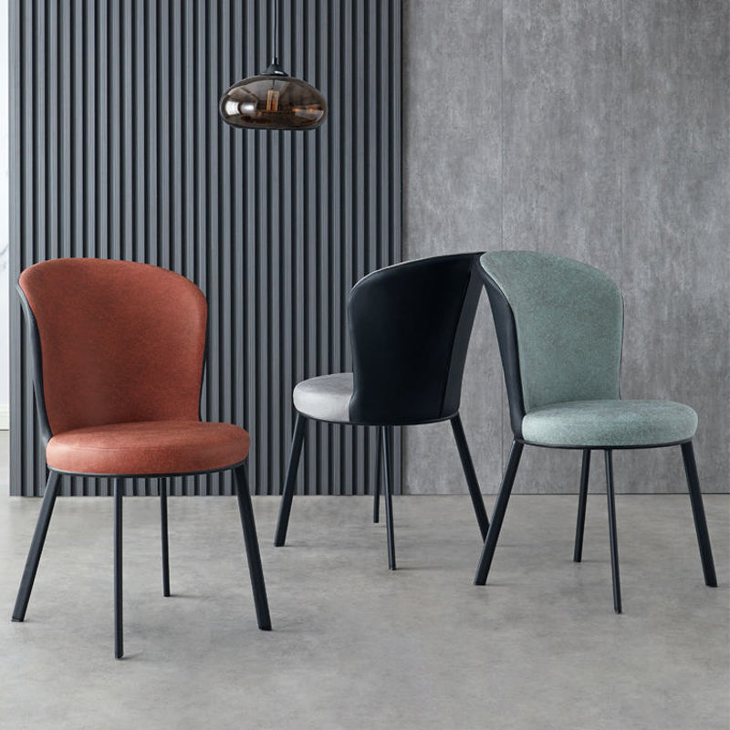 Industrial Faux Leather Dining Chairs Solid Back Armless Dining Chair