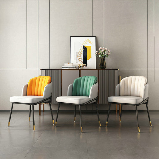 Upholstered Side Chairs Nordic Design Solid Back Armless Dining Chairs