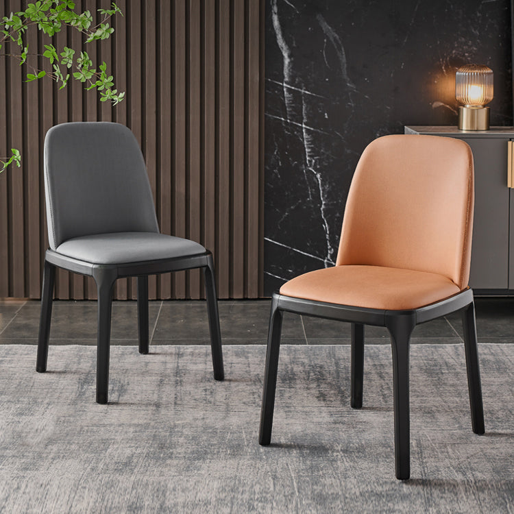 Contemporary Style Dining Chair Solid Back Dining Armless Side Chair with Wooden Legs