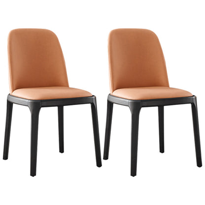 Contemporary Style Dining Chair Solid Back Dining Armless Side Chair with Wooden Legs