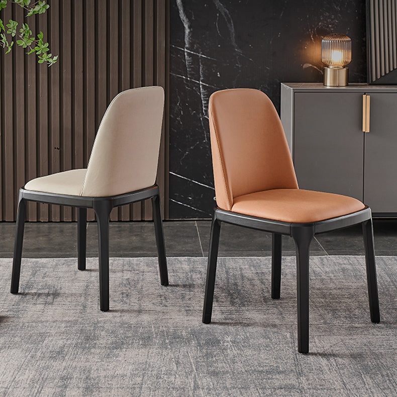 Contemporary Style Dining Chair Solid Back Dining Armless Side Chair with Wooden Legs