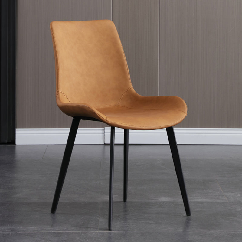 フェイクレザーダイニングチェアインダストリアルアームソリッドバックダイニングサイドチェア