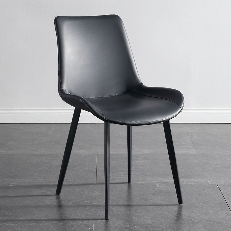 フェイクレザーダイニングチェアインダストリアルアームソリッドバックダイニングサイドチェア