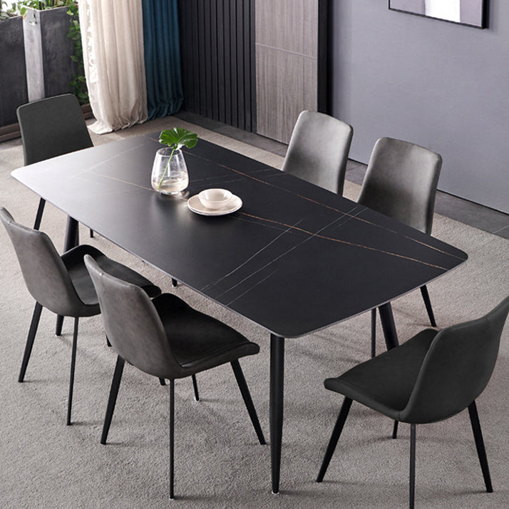 フェイクレザーダイニングチェアインダストリアルアームソリッドバックダイニングサイドチェア