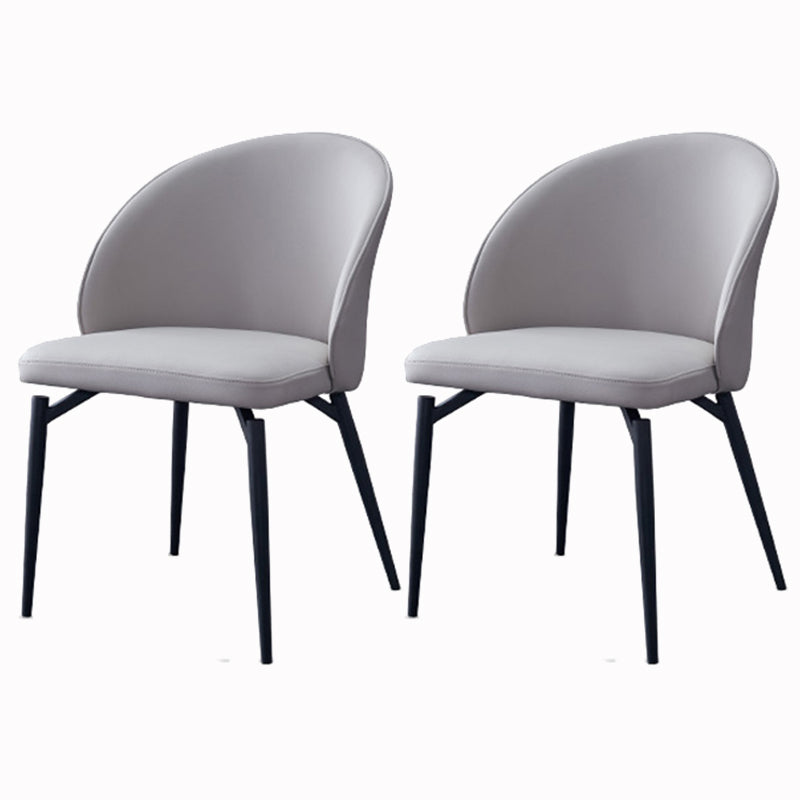 Solid Back Armless Chair Industrial Design PU Leather Dining Chairs White 2 Piece Set Clearhalo 'Dining Chairs' 'Dining Tables & Seating' 'dining_chair' 'furn' 'furn_dining_chair' 'Furniture' 'Kitchen & Dining Furniture' 5682205