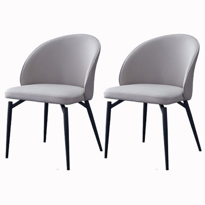 Solid Back Armless Chair Industrial Design PU Leather Dining Chairs White 2 Piece Set Clearhalo 'Dining Chairs' 'Dining Tables & Seating' 'dining_chair' 'furn' 'furn_dining_chair' 'Furniture' 'Kitchen & Dining Furniture' 5682205