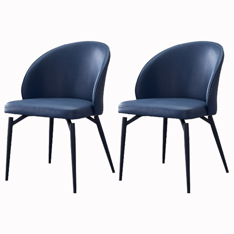 Solid Back Armless Chair Industrial Design PU Leather Dining Chairs Blue 2 Piece Set Clearhalo 'Dining Chairs' 'Dining Tables & Seating' 'dining_chair' 'furn' 'furn_dining_chair' 'Furniture' 'Kitchen & Dining Furniture' 5682207