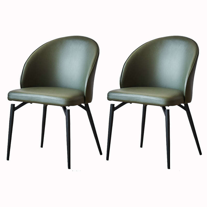 Solid Back Armless Chair Industrial Design PU Leather Dining Chairs Blackish Green 2 Piece Set Clearhalo 'Dining Chairs' 'Dining Tables & Seating' 'dining_chair' 'furn' 'furn_dining_chair' 'Furniture' 'Kitchen & Dining Furniture' 5682209