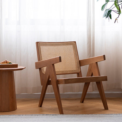 現代バルコニーウッドアームチェアマット仕上げオープンダイニングチェア