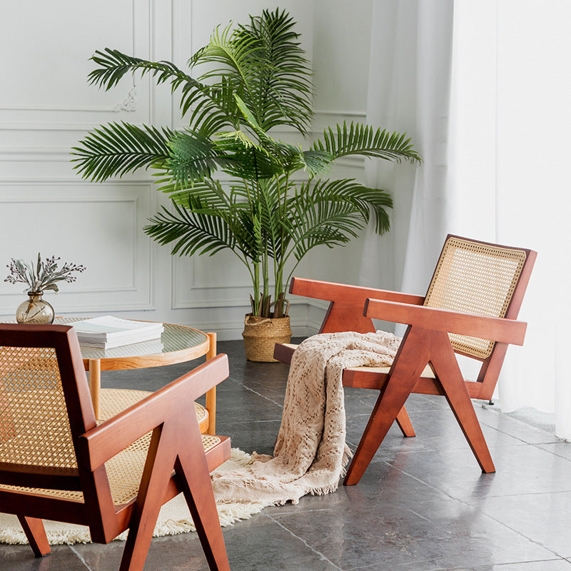 現代バルコニーウッドアームチェアマット仕上げオープンダイニングチェア