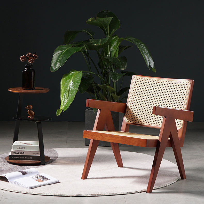 現代バルコニーウッドアームチェアマット仕上げオープンダイニングチェア