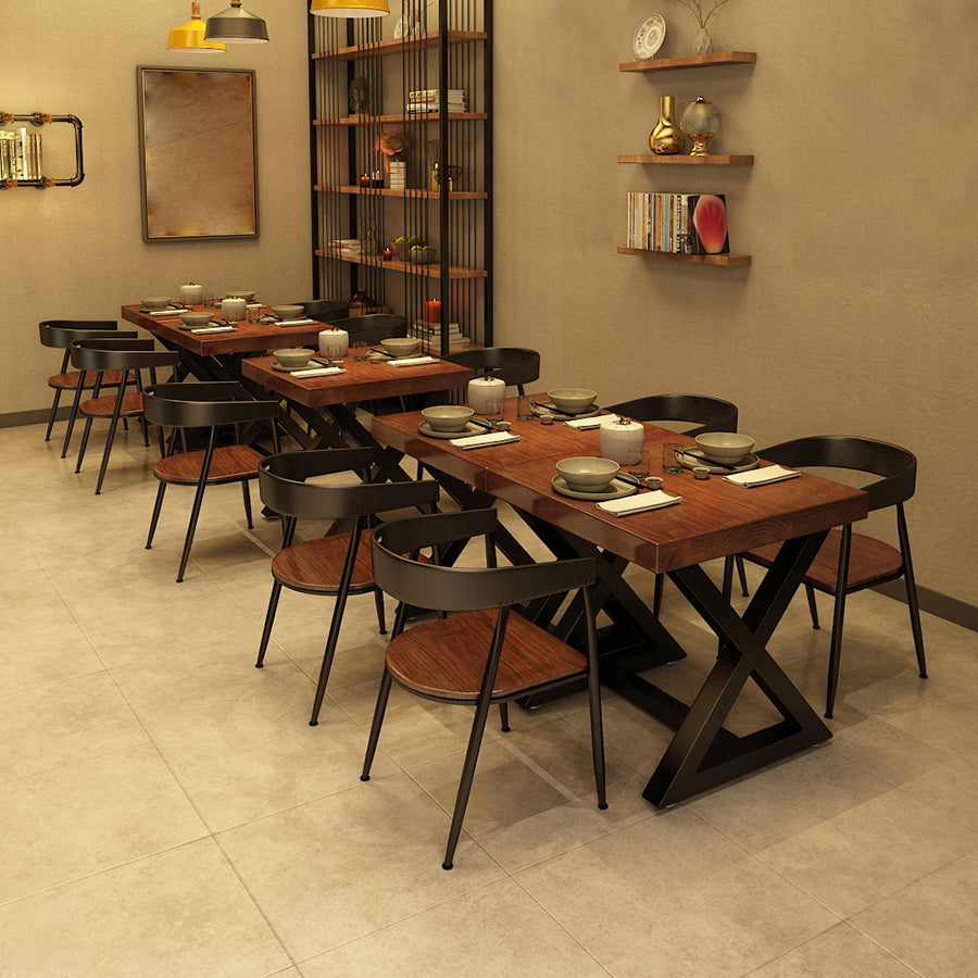 Square Wooden Dining Table Industrial Brown Top Table with Black Frame Clearhalo 'Dining Tables & Seating' 'Dining Tables' 'dining_table' 'furn' 'furn_dining_table' 'Furniture' 'Kitchen & Dining Furniture' 5682263