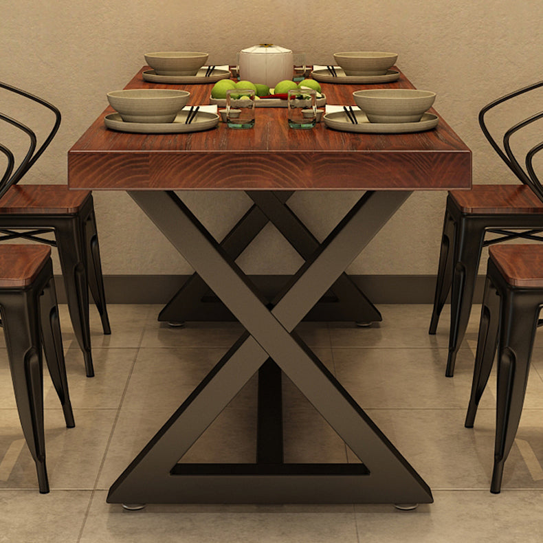 Square Wooden Dining Table Industrial Brown Top Table with Black Frame Clearhalo 'Dining Tables & Seating' 'Dining Tables' 'dining_table' 'furn' 'furn_dining_table' 'Furniture' 'Kitchen & Dining Furniture' 5682265